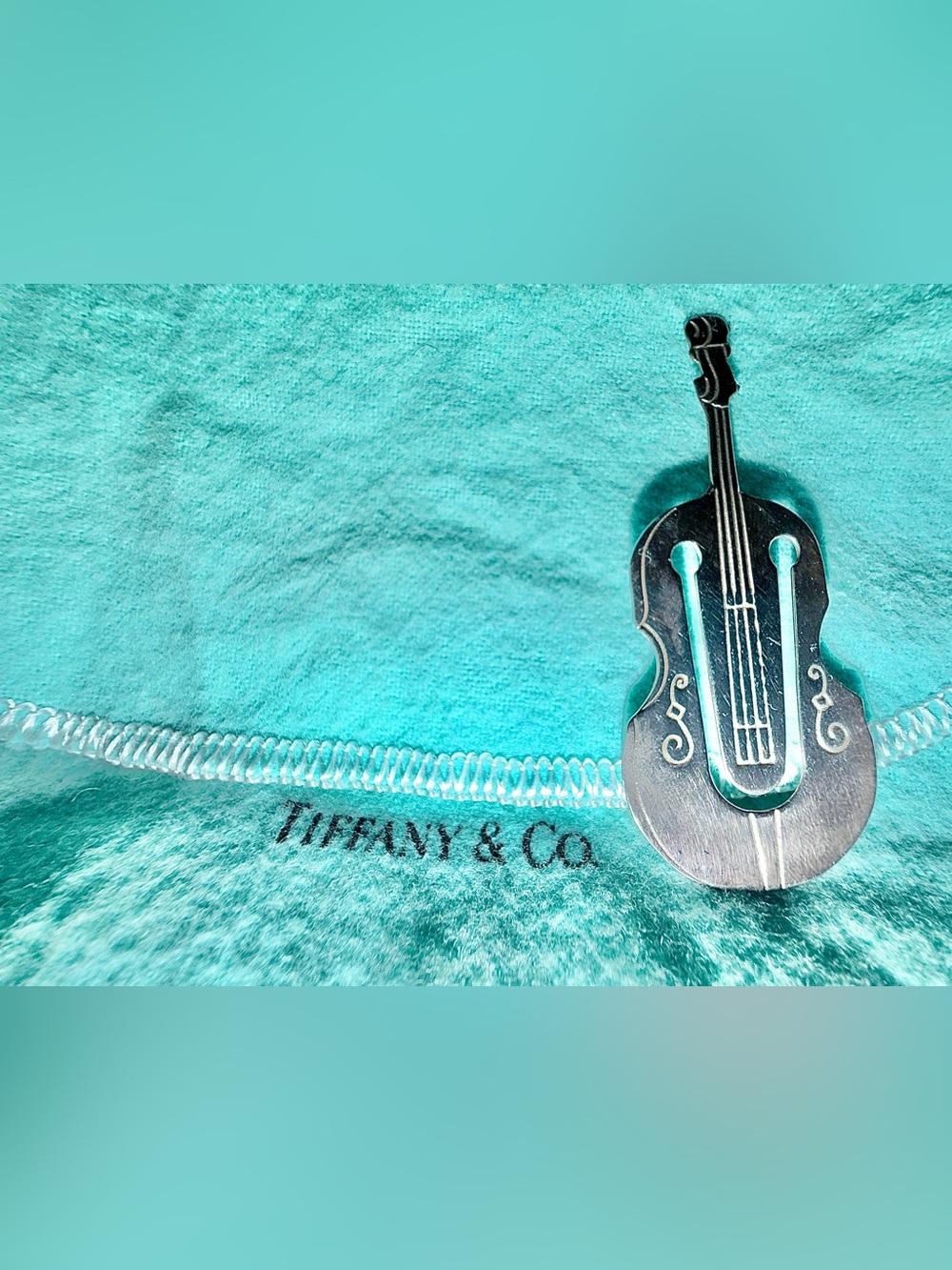 Rare vintage Tiffany & Co. Sterling Silver Violin Cello Sheet music Bookmark